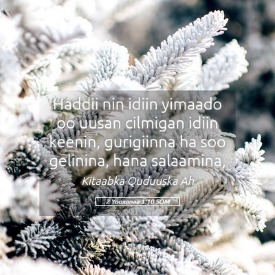 Picture 05 - 2 Yooxanaa 1:10 SOM - Haddii nin idiin yimaado oo uusan cilmigan idiin - Bible Verse Picture