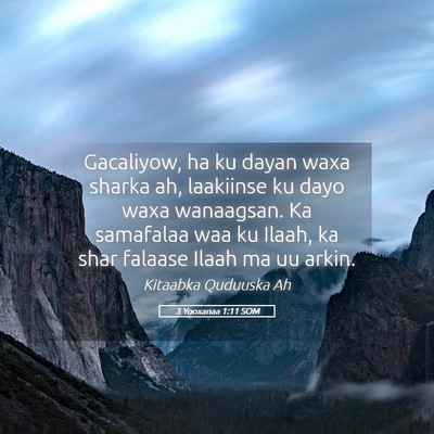 Picture 05 - 3 Yooxanaa 1:11 SOM - Gacaliyow, ha ku dayan waxa sharka ah, laakiinse - Bible Verse Picture
