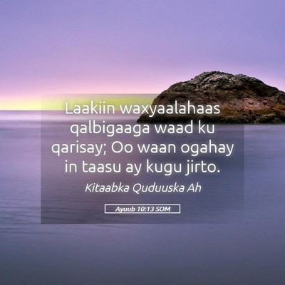 Picture 05 - Ayuub 10:13 SOM - Laakiin waxyaalahaas qalbigaaga waad ku qarisay; - Bible Verse Picture