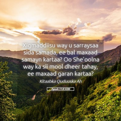Picture 05 - Ayuub 11:8 SOM - Xigmaddiisu way u sarraysaa sida samada, ee bal - Bible Verse Picture