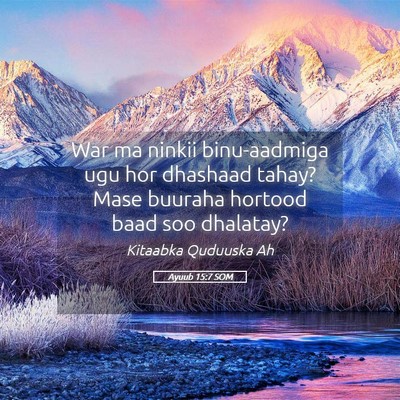 Picture 05 - Ayuub 15:7 SOM - War ma ninkii binu-aadmiga ugu hor dhashaad - Bible Verse Picture