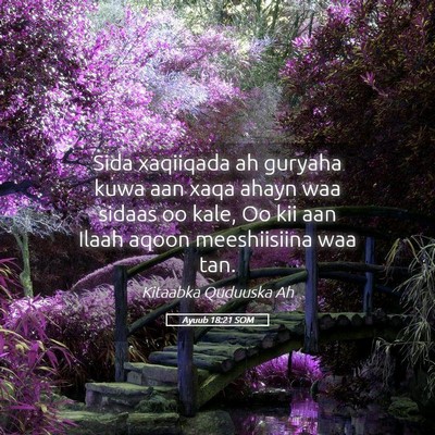 Picture 05 - Ayuub 18:21 SOM - Sida xaqiiqada ah guryaha kuwa aan xaqa ahayn waa - Bible Verse Picture