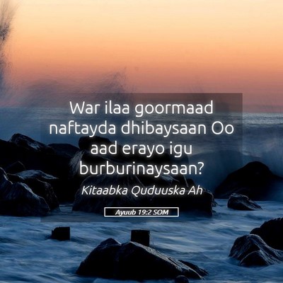 Picture 05 - Ayuub 19:2 SOM - War ilaa goormaad naftayda dhibaysaan Oo aad - Bible Verse Picture