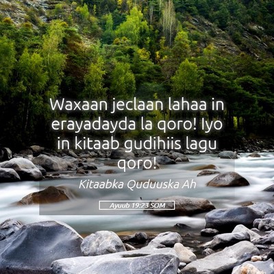 Picture 05 - Ayuub 19:23 SOM - Waxaan jeclaan lahaa in erayadayda la qoro! Iyo - Bible Verse Picture