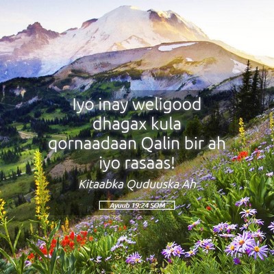 Picture 05 - Ayuub 19:24 SOM - Iyo inay weligood dhagax kula qornaadaan Qalin - Bible Verse Picture