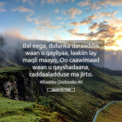Picture 05 - Ayuub 19:7 SOM - Bal eega, dulunka daraaddiis waan u qayliyaa, - Bible Verse Picture
