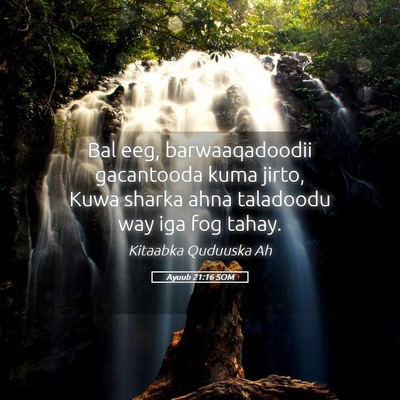 Picture 05 - Ayuub 21:16 SOM - Bal eeg, barwaaqadoodii gacantooda kuma jirto, - Bible Verse Picture