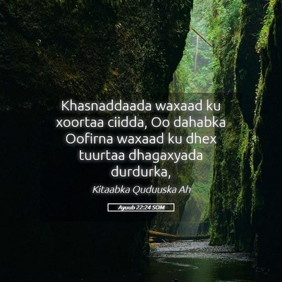Picture 05 - Ayuub 22:24 SOM - Khasnaddaada waxaad ku xoortaa ciidda, Oo dahabka - Bible Verse Picture
