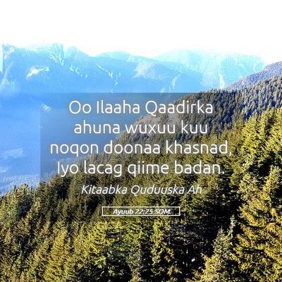 Picture 05 - Ayuub 22:25 SOM - Oo Ilaaha Qaadirka ahuna wuxuu kuu noqon doonaa - Bible Verse Picture