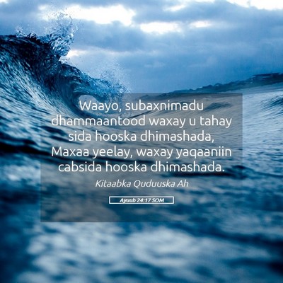 Picture 05 - Ayuub 24:17 SOM - Waayo, subaxnimadu dhammaantood waxay u tahay - Bible Verse Picture