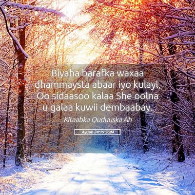 Picture 05 - Ayuub 24:19 SOM - Biyaha barafka waxaa dhammaysta abaar iyo kulayl, - Bible Verse Picture