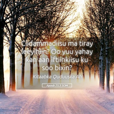 Picture 05 - Ayuub 25:3 SOM - Ciidammadiisu ma tiray leeyihiin? Oo yuu yahay - Bible Verse Picture