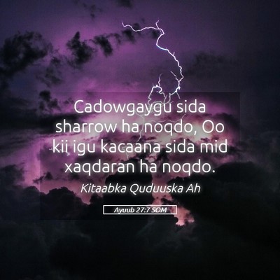 Picture 05 - Ayuub 27:7 SOM - Cadowgaygu sida sharrow ha noqdo, Oo kii igu - Bible Verse Picture