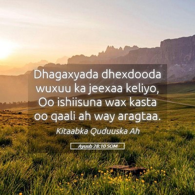 Picture 05 - Ayuub 28:10 SOM - Dhagaxyada dhexdooda wuxuu ka jeexaa keliyo, Oo - Bible Verse Picture
