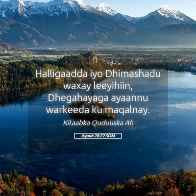 Picture 05 - Ayuub 28:22 SOM - Halligaadda iyo Dhimashadu waxay leeyihiin, - Bible Verse Picture
