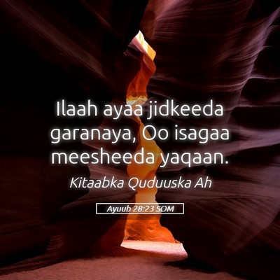Picture 05 - Ayuub 28:23 SOM - Ilaah ayaa jidkeeda garanaya, Oo isagaa meesheeda - Bible Verse Picture