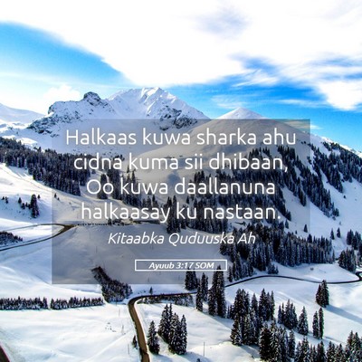 Picture 05 - Ayuub 3:17 SOM - Halkaas kuwa sharka ahu cidna kuma sii dhibaan, - Bible Verse Picture