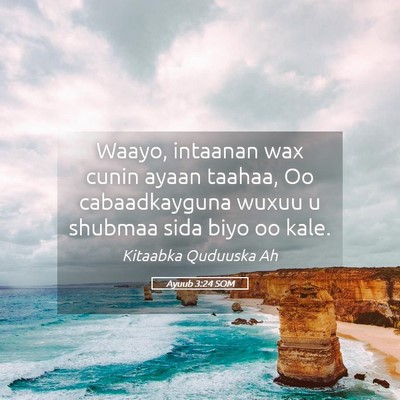 Picture 05 - Ayuub 3:24 SOM - Waayo, intaanan wax cunin ayaan taahaa, Oo - Bible Verse Picture