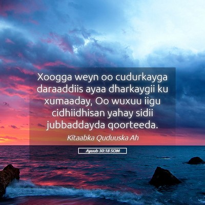 Picture 05 - Ayuub 30:18 SOM - Xoogga weyn oo cudurkayga daraaddiis ayaa - Bible Verse Picture