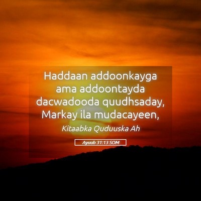 Picture 05 - Ayuub 31:13 SOM - Haddaan addoonkayga ama addoontayda dacwadooda - Bible Verse Picture