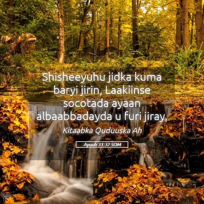 Picture 05 - Ayuub 31:32 SOM - Shisheeyuhu jidka kuma baryi jirin, Laakiinse - Bible Verse Picture