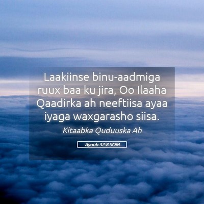 Picture 05 - Ayuub 32:8 SOM - Laakiinse binu-aadmiga ruux baa ku jira, Oo - Bible Verse Picture