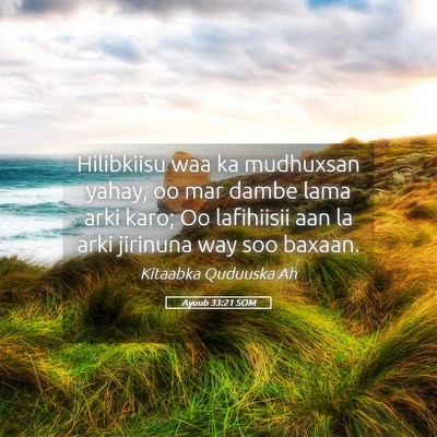 Picture 05 - Ayuub 33:21 SOM - Hilibkiisu waa ka mudhuxsan yahay, oo mar dambe - Bible Verse Picture