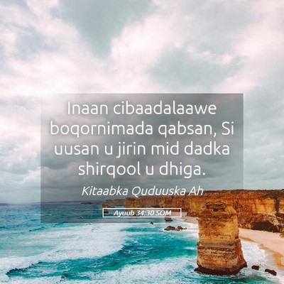 Picture 05 - Ayuub 34:30 SOM - Inaan cibaadalaawe boqornimada qabsan, Si uusan u - Bible Verse Picture