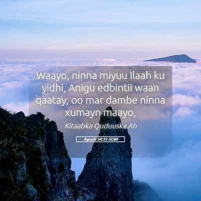 Picture 05 - Ayuub 34:31 SOM - Waayo, ninna miyuu Ilaah ku yidhi, Anigu edbintii - Bible Verse Picture