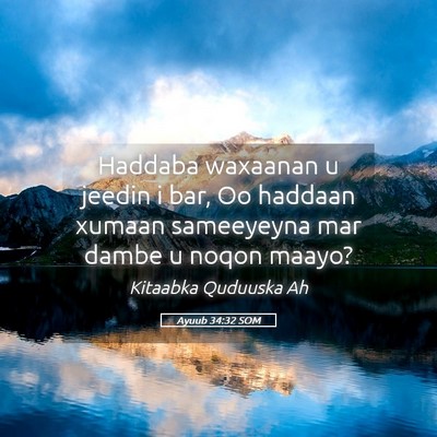 Picture 05 - Ayuub 34:32 SOM - Haddaba waxaanan u jeedin i bar, Oo haddaan - Bible Verse Picture