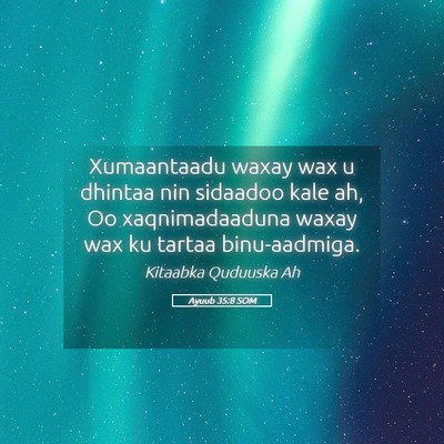 Picture 05 - Ayuub 35:8 SOM - Xumaantaadu waxay wax u dhintaa nin sidaadoo kale - Bible Verse Picture