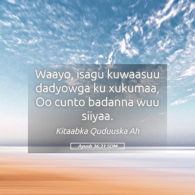 Picture 05 - Ayuub 36:31 SOM - Waayo, isagu kuwaasuu dadyowga ku xukumaa, Oo - Bible Verse Picture