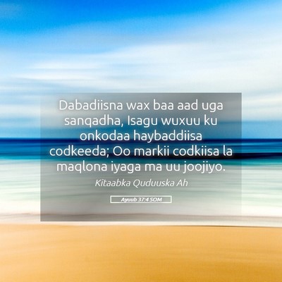 Picture 05 - Ayuub 37:4 SOM - Dabadiisna wax baa aad uga sanqadha, Isagu wuxuu - Bible Verse Picture