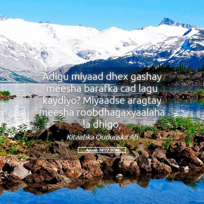 Picture 05 - Ayuub 38:22 SOM - Adigu miyaad dhex gashay meesha barafka cad lagu - Bible Verse Picture