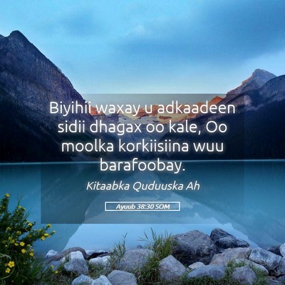Picture 05 - Ayuub 38:30 SOM - Biyihii waxay u adkaadeen sidii dhagax oo kale, - Bible Verse Picture