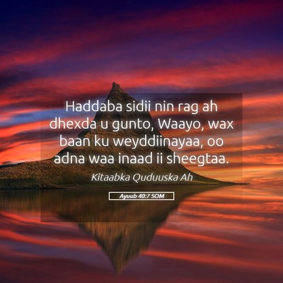 Picture 05 - Ayuub 40:7 SOM - Haddaba sidii nin rag ah dhexda u gunto, Waayo, - Bible Verse Picture