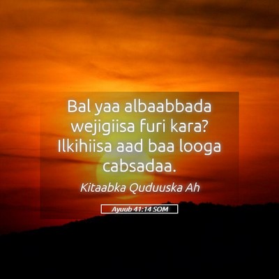 Picture 05 - Ayuub 41:14 SOM - Bal yaa albaabbada wejigiisa furi kara? Ilkihiisa - Bible Verse Picture