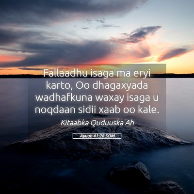Picture 05 - Ayuub 41:28 SOM - Fallaadhu isaga ma eryi karto, Oo dhagaxyada - Bible Verse Picture