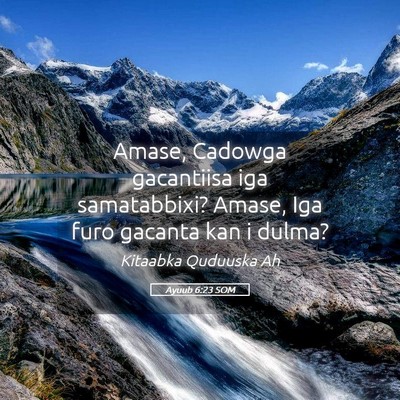Picture 05 - Ayuub 6:23 SOM - Amase, Cadowga gacantiisa iga samatabbixi? Amase, - Bible Verse Picture
