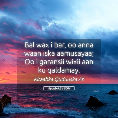 Picture 05 - Ayuub 6:24 SOM - Bal wax i bar, oo anna waan iska aamusayaa; Oo i - Bible Verse Picture