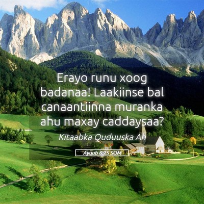 Picture 05 - Ayuub 6:25 SOM - Erayo runu xoog badanaa! Laakiinse bal - Bible Verse Picture