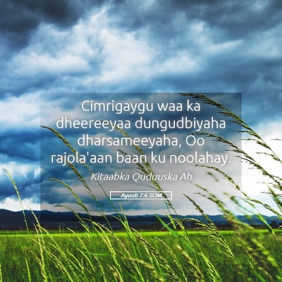 Picture 05 - Ayuub 7:6 SOM - Cimrigaygu waa ka dheereeyaa dungudbiyaha - Bible Verse Picture