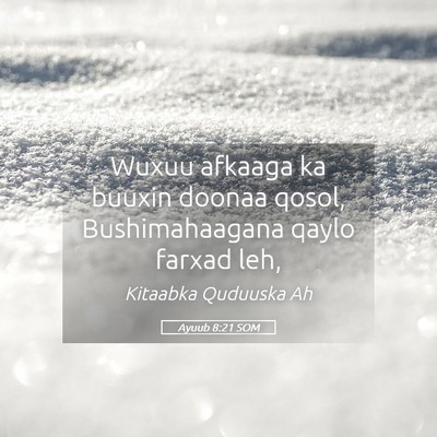Picture 05 - Ayuub 8:21 SOM - Wuxuu afkaaga ka buuxin doonaa qosol, - Bible Verse Picture