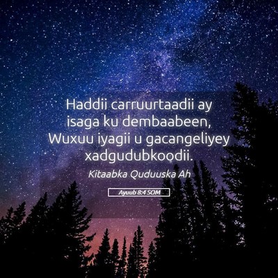 Picture 05 - Ayuub 8:4 SOM - Haddii carruurtaadii ay isaga ku dembaabeen, - Bible Verse Picture