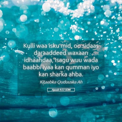 Picture 05 - Ayuub 9:22 SOM - Kulli waa isku mid, oo sidaas daraaddeed waxaan - Bible Verse Picture