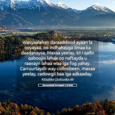 Picture 05 - Baroorashadii Yeremyaah 1:16 SOM - Waxyaalahan daraaddood ayaan la ooyayaa, oo - Bible Verse Picture