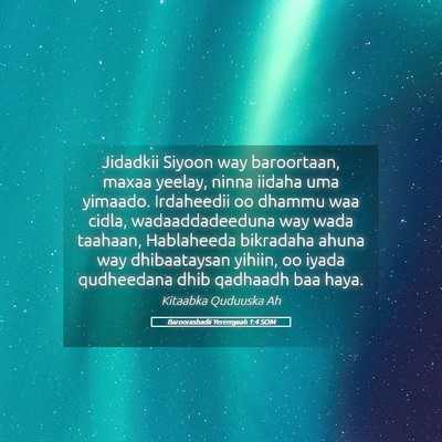 Picture 05 - Baroorashadii Yeremyaah 1:4 SOM - Jidadkii Siyoon way baroortaan, maxaa yeelay, - Bible Verse Picture