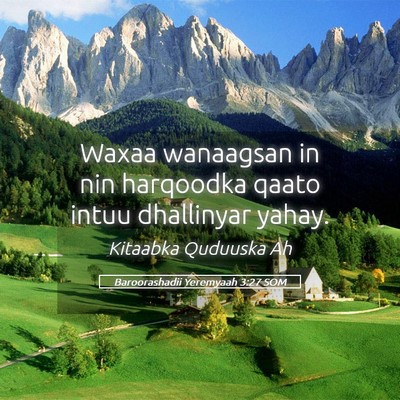 Picture 05 - Baroorashadii Yeremyaah 3:27 SOM - Waxaa wanaagsan in nin harqoodka qaato intuu - Bible Verse Picture