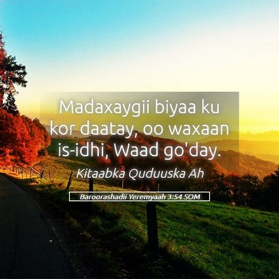 Picture 05 - Baroorashadii Yeremyaah 3:54 SOM - Madaxaygii biyaa ku kor daatay, oo waxaan - Bible Verse Picture