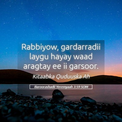 Picture 05 - Baroorashadii Yeremyaah 3:59 SOM - Rabbiyow, gardarradii laygu hayay waad aragtay ee - Bible Verse Picture